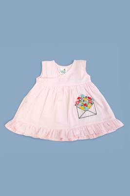 pink cotton embroidered love letter girls jabla dress 1