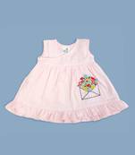 pink cotton embroidered love letter girls jabla dress