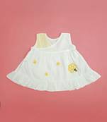 White honeycomb cotton hand embroidered girls jabla dress