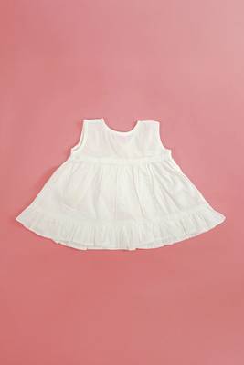 White honeycomb cotton hand embroidered girls jabla dress 2