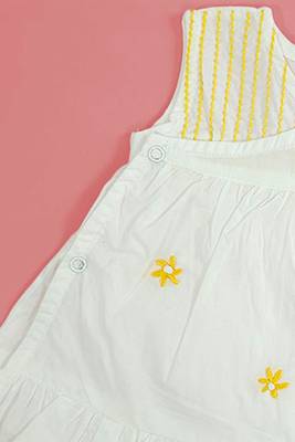 White honeycomb cotton hand embroidered girls jabla dress 3