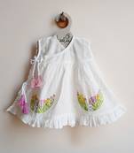 White rabbit cotton embroidered girls jabla dress