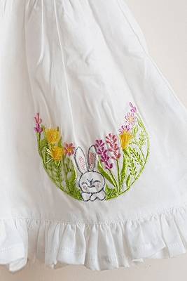 White rabbit cotton embroidered girls jabla dress 4