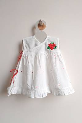 White rose cotton embroidered girls jabla dress 1