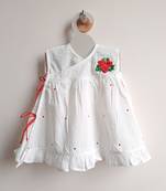 White rose cotton embroidered girls jabla dress