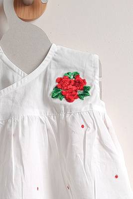 White rose cotton embroidered girls jabla dress 4