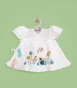 White snail garden cotton slub embroidered girls jabla wrap dress