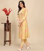 Leeza store women's cotton blend straight printed daily wear casual kurta & pant set