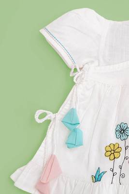 White snail garden cotton slub embroidered girls jabla wrap dress 3