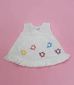 white splash cotton white embroidered girls dress