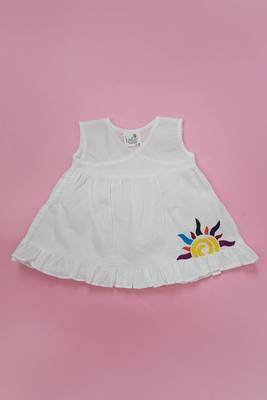 White colorful sun cotton white embroidered girls jabla wrap dress 1