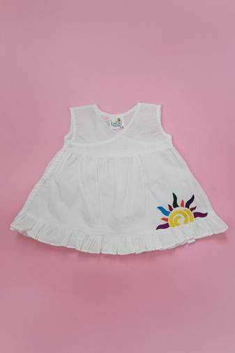 White colorful sun cotton white embroidered girls jabla wrap dress