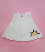 White colorful sun cotton white embroidered girls jabla wrap dress