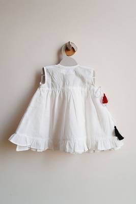 White panda cotton embroidered girls jabla dress 2