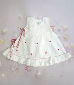 White hearts cotton embroidered girls jabla dress