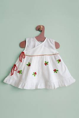 White merry holly cotton embroidered girls jabla dress 1