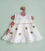 White merry holly cotton embroidered girls jabla dress