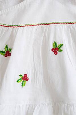 White merry holly cotton embroidered girls jabla dress 3