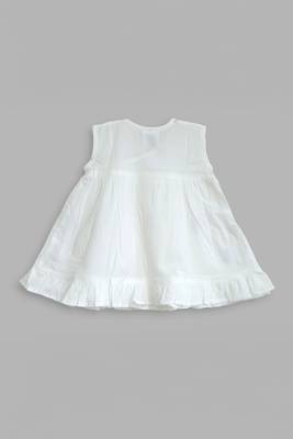 White cotton hand-embroidered girls tulips dress 2