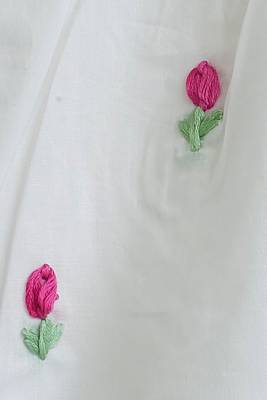 White cotton hand-embroidered girls tulips dress 3