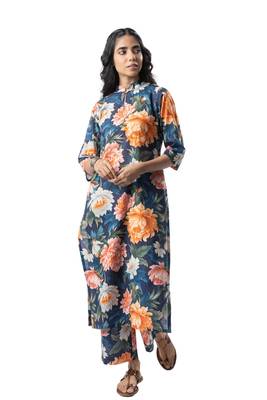 Bold floral cotton printed kurta set 2