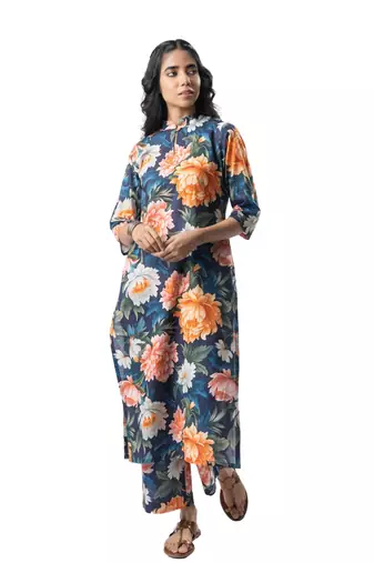 Bold floral cotton printed kurta set
