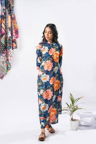 Bold floral cotton printed kurta set