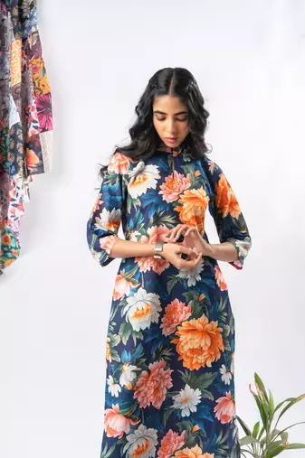 Bold floral cotton printed kurta set