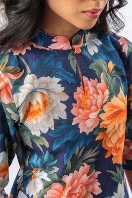 Bold floral cotton printed kurta set 4