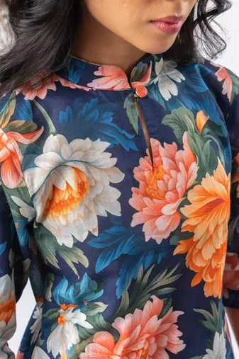 Bold floral cotton printed kurta set