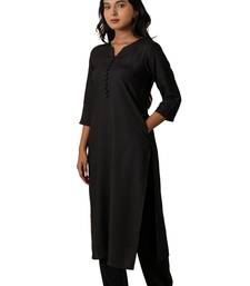 Black notched neck  kurta set