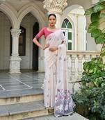 Blue woven muga cotton saree with blouse piece