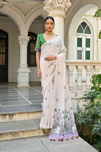 Wine woven muga cotton saree with blouse piece