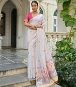 Yellow woven muga cotton saree with blouse piece