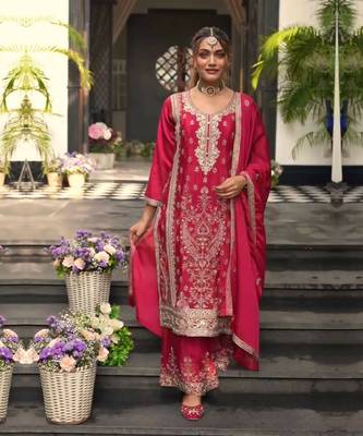 Pink cotton emroidered salwar kameez 1