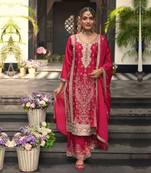 Pink cotton emroidered salwar kameez