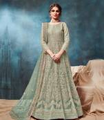Light-green embroidered net salwar