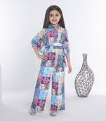 Multicolor printed blended cotton kafta style co-ord set