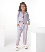 Multicolor Stripe printed cotton jacket with pant co-ord set