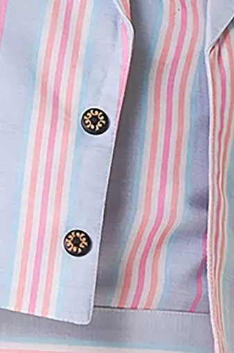 Multicolor Stripe printed cotton jacket with pant co-ord set