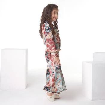 Multicolor printed cotton blend shirt collar co-ord set 4