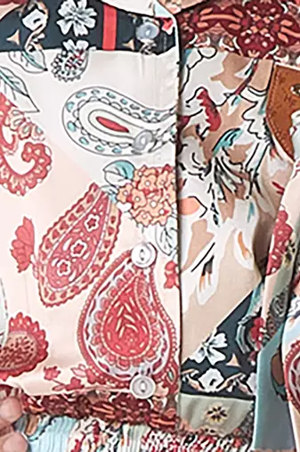 Multicolor printed cotton blend shirt collar co-ord set