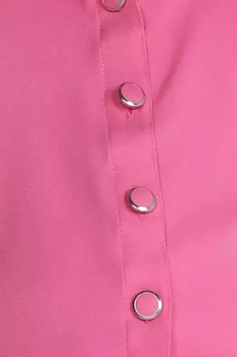 Pink solid cotton blend crop top with harem pant co-ord set