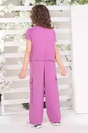 Lavender printed nylon jacket side pocket palazzo co-ord set