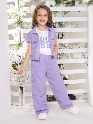 Lilac printed nylon jacket side pocket palazzo co-ord set 1