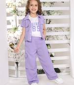 Lilac printed nylon jacket side pocket palazzo co-ord set