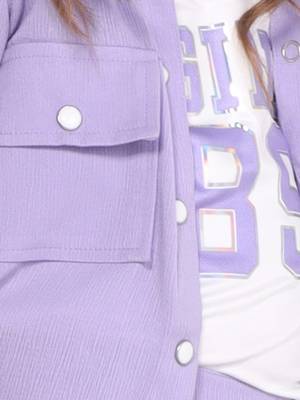 Lilac printed nylon jacket side pocket palazzo co-ord set 5