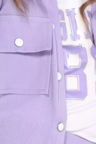 Lilac printed nylon jacket side pocket palazzo co-ord set