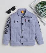 Air force printed denim front pocket jacket