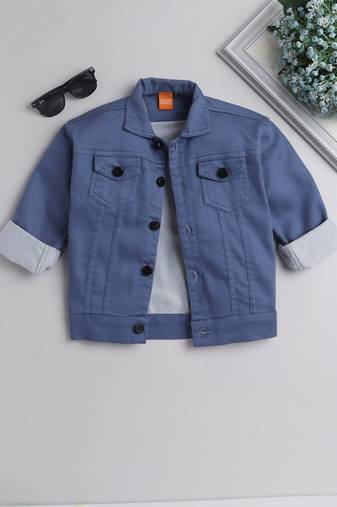 Air force solid denim front pocket jacket
